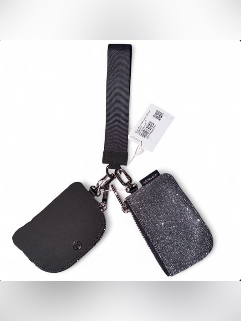 lululemon athletica Black Glitter Phone Wristlet with Strap & Pouch